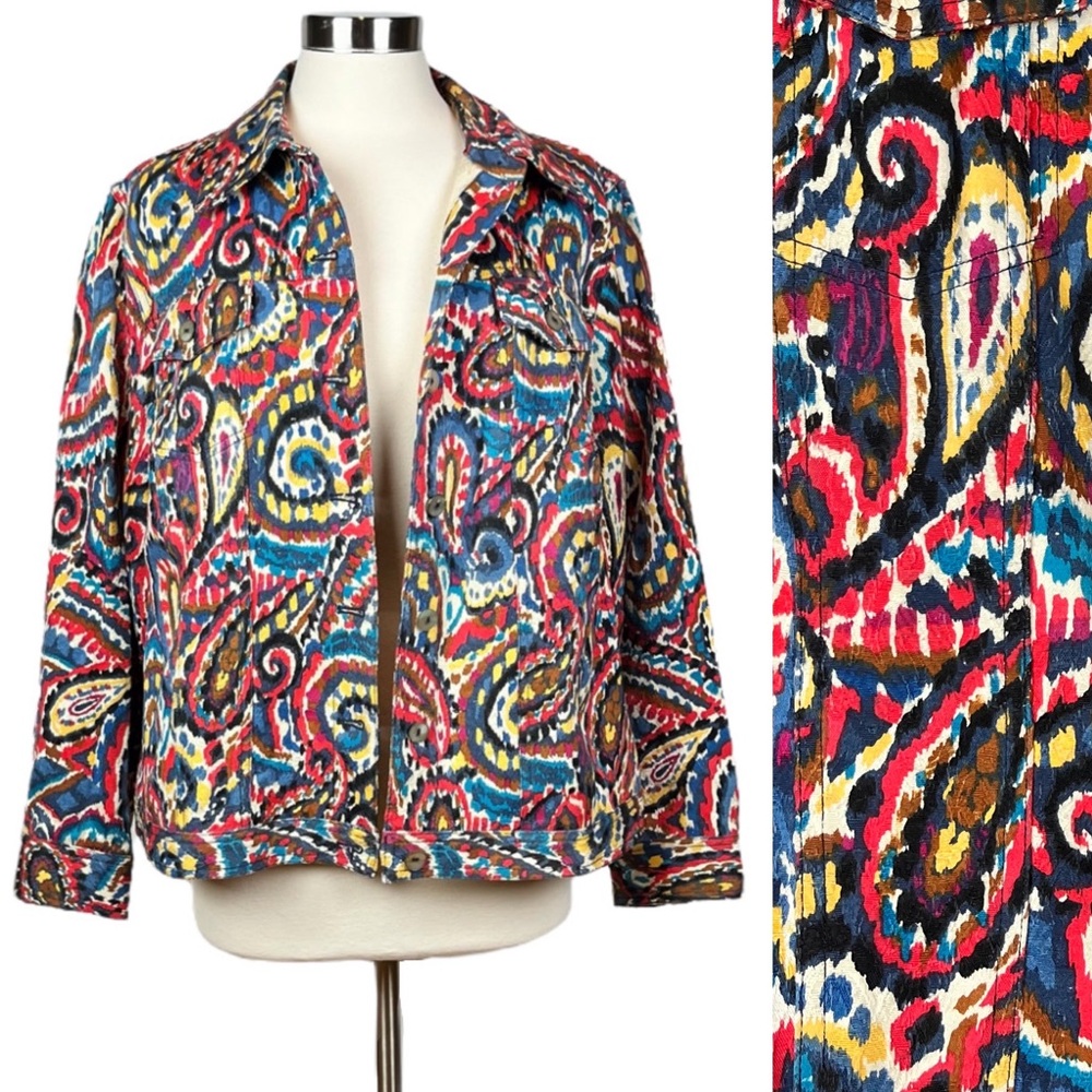 Ruby Rd. Woman Artsy Multicolored Paisley Jacket - Picture 16 of 16
